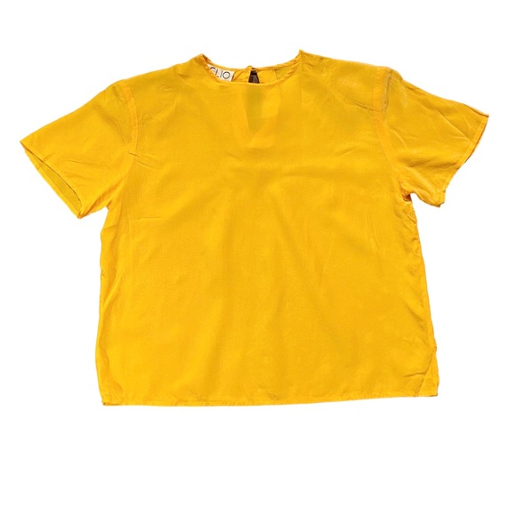 Vintage CLIO yellow 100% silk blouse with shoulder pads size S See measurements - Picture 3 of 6